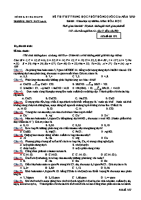 Đề thi thử THPT quốc gia năm 2020 môn Hóa học - Mã đề 102 - Trường THPT Việt Lâm